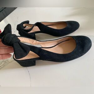 Sole Society women black suede flats slingback with Bow Detail 7.5